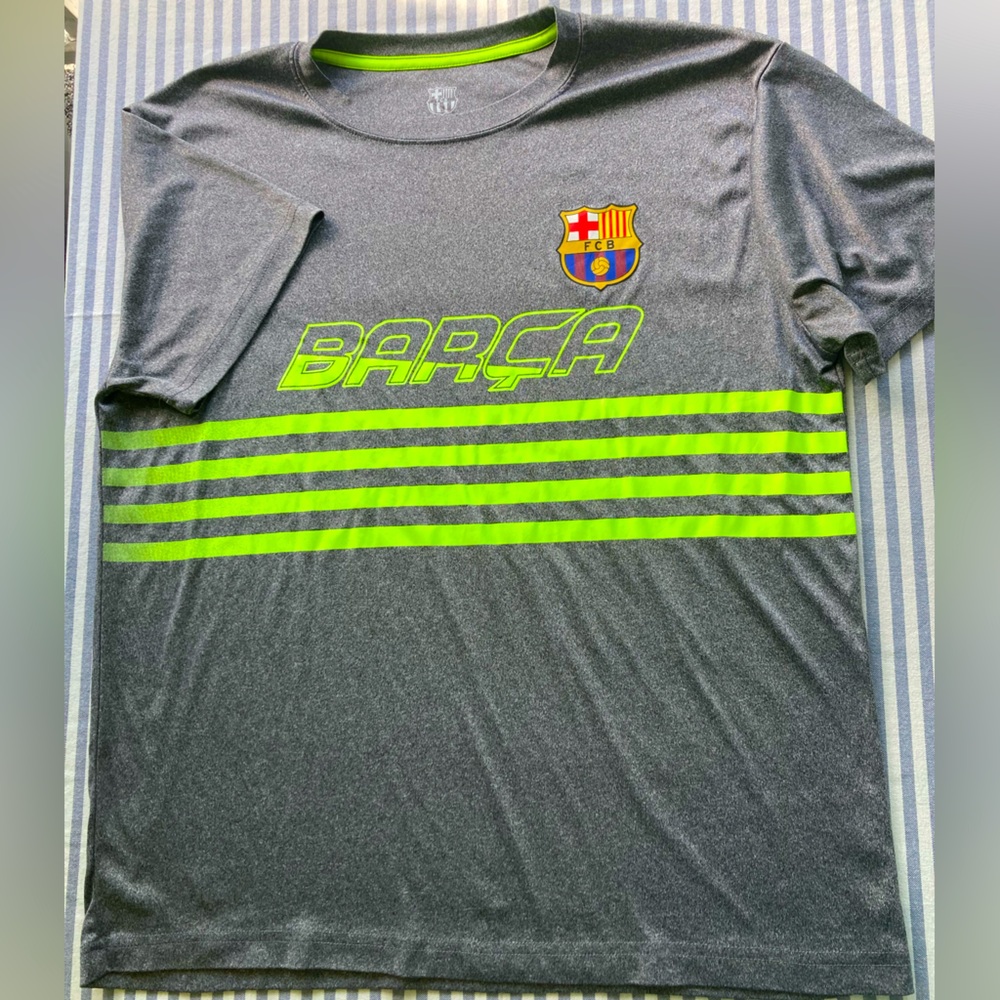 Fútbol Club Barcelona FCB Football Soccer Gray Green Men's Large Official Shirt